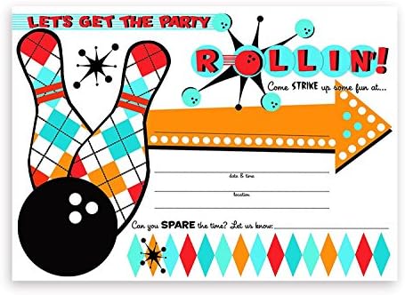 Bowling Party Large Invitations 20 Set