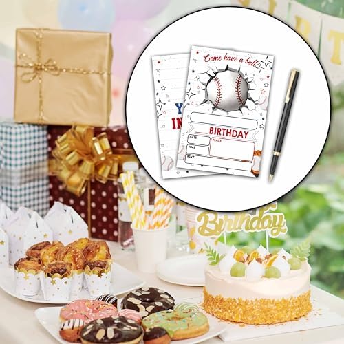 Baseball Birthday Invites for Boys - 20 Set