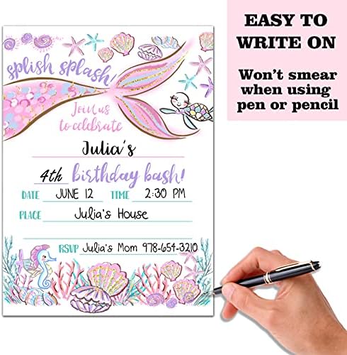 Mermaid Birthday Party Invitation Cards with Envelopes