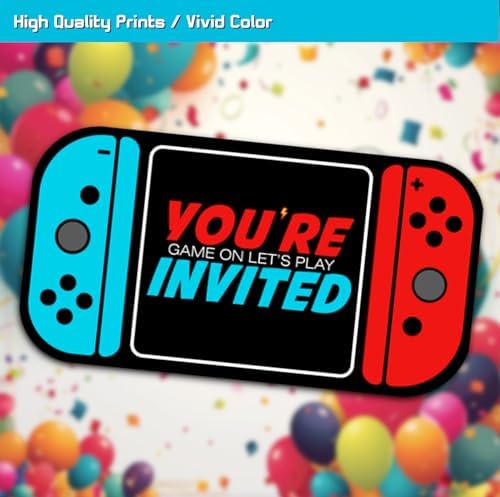 Video Game Birthday Party Invitation Cards 30 Set