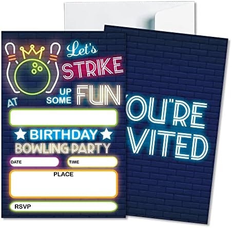 Bowling Party Birthday Invitations for Kids and Teens
