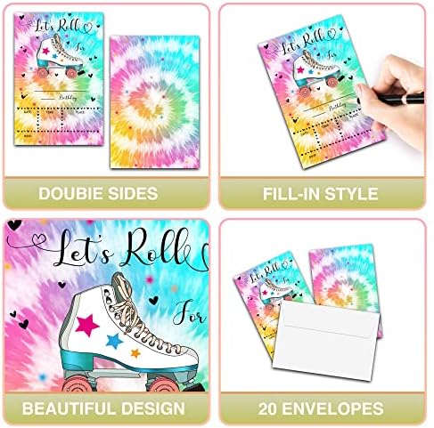 Skating Birthday Invites with Envelopes 20 Pack