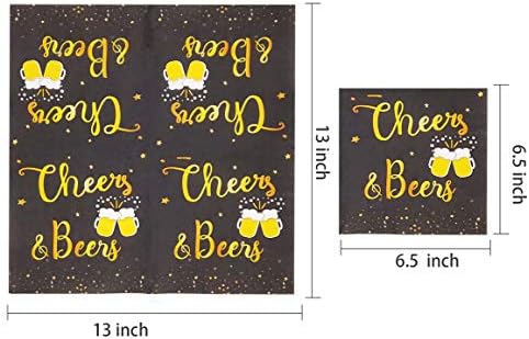 Cheers Beers Birthday Plate Set 16 Pcs Black Gold
