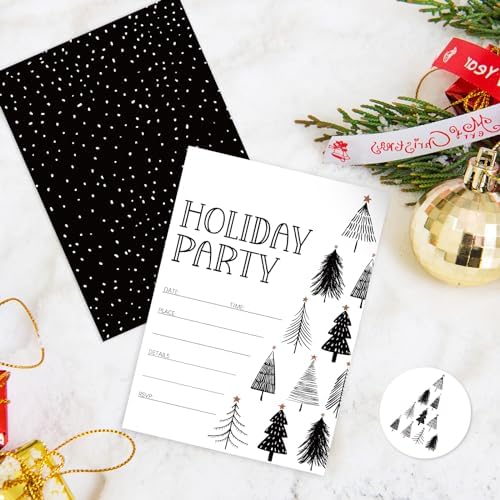 Whaline Christmas Invitations 20-Pack with Envelopes and Stickers