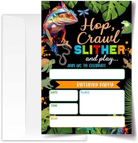 4x6 Reptile Birthday Invitations with Envelopes
