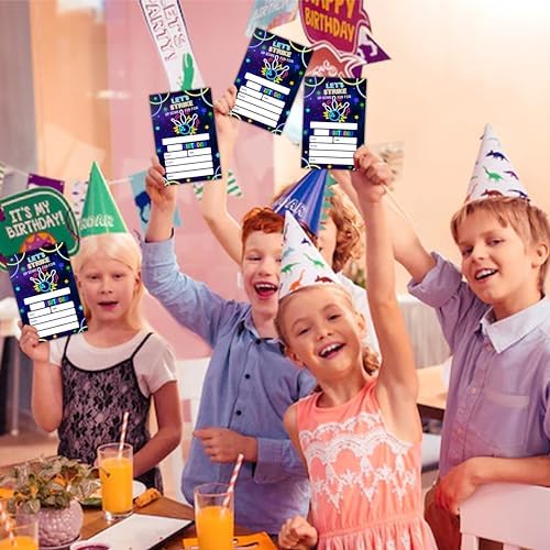 Neon Bowling Party Invitation Cards for Teens