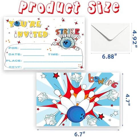 15 Pack Bowling Birthday Invitations with Envelopes