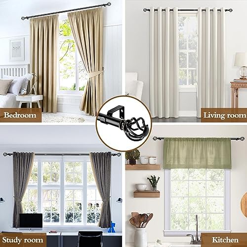 KAMANINA Black Twist Curtain Rods 32-144 Inches