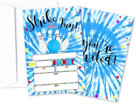 Tie Dye Birthday Invitations 20 Set With Envelopes