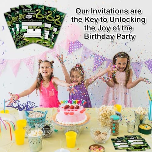 Reptile Birthday Invitations with Envelopes 25 Count