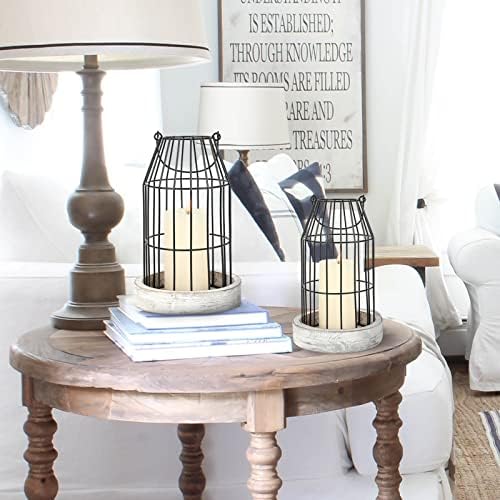 Rustic Farmhouse Candle Lantern Set of 2