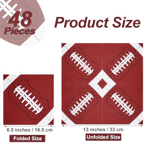 Aodaer Football Themed Napkins 48 Piece Set 13x13 Inches