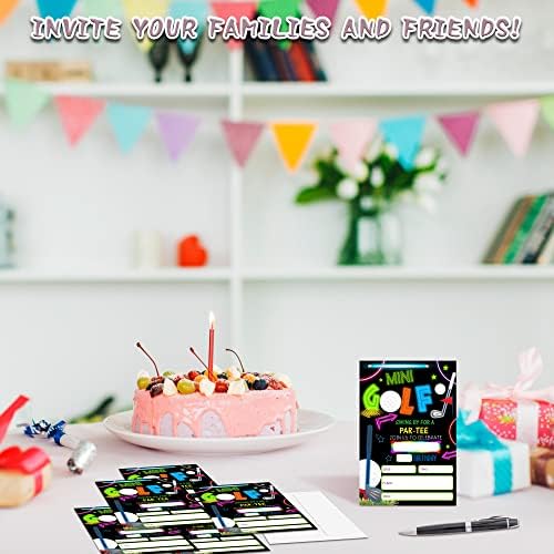 Neon Glow Mini Golf Birthday Invites 20 Count