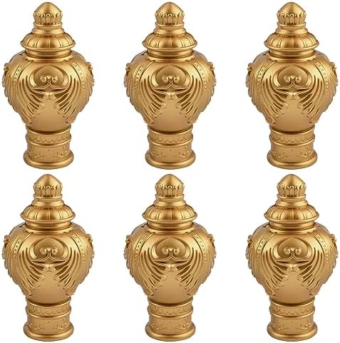6Pcs Gold Plastic Curtain Finials for 28mm Rods
