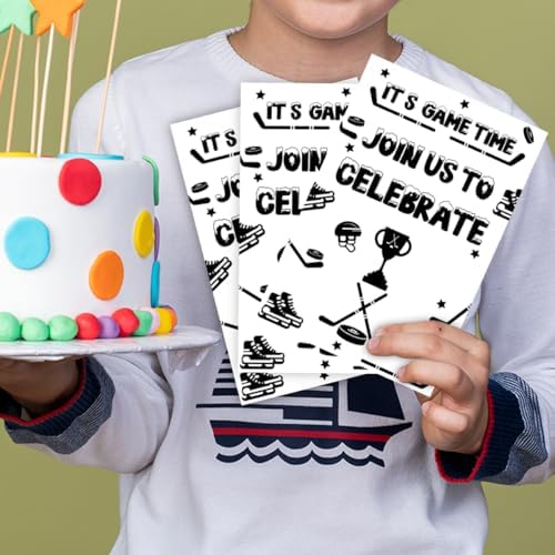 Ice Hockey Birthday Party Invitations for Boys 30 Cards