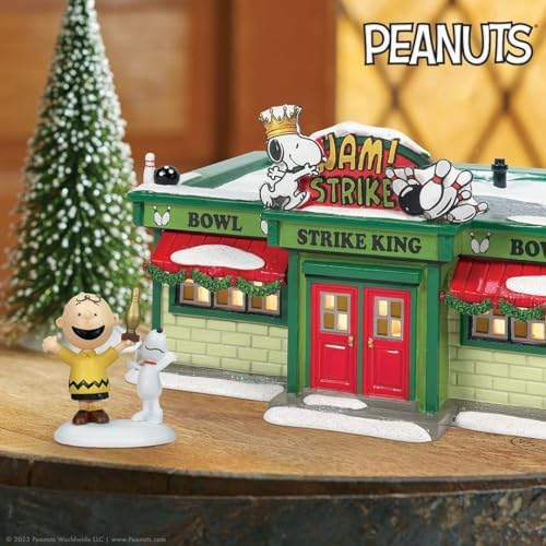 Department 56 Peanuts Village Strike King Bowling Alley Building