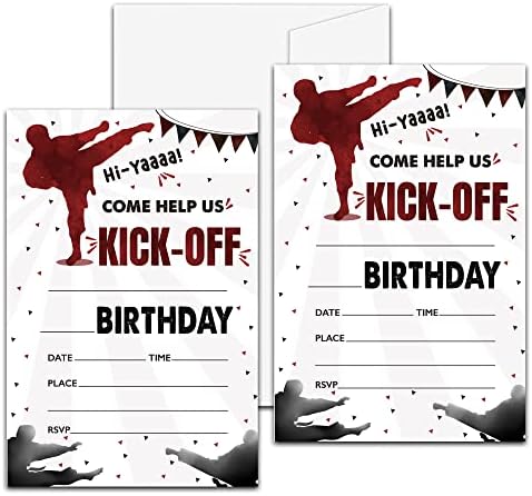 Levitatinyear Karate Birthday Invites 4x6 Inches Set of 20