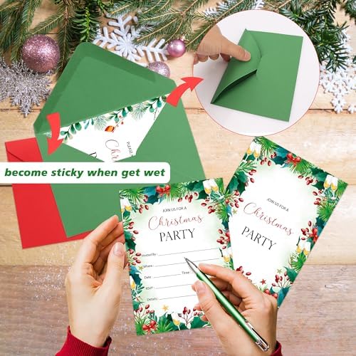Lucleag 30 Christmas Party Invitations with Envelopes