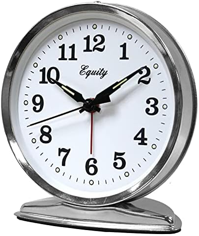 Equity 24014 Wind Up Loud Bell Metal Alarm Clock Pack of 1 Silver