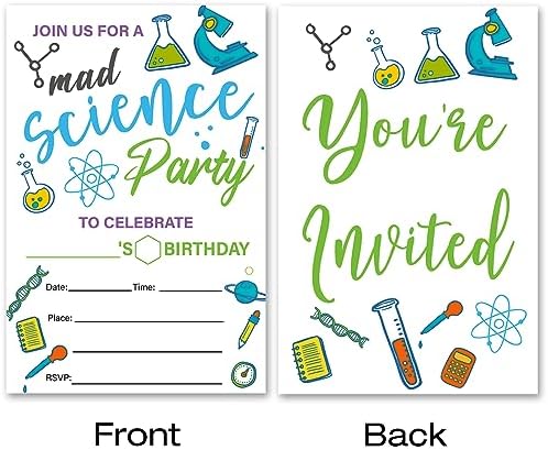 VAHATAN Science Birthday Invitations 20 Pack With Envelopes
