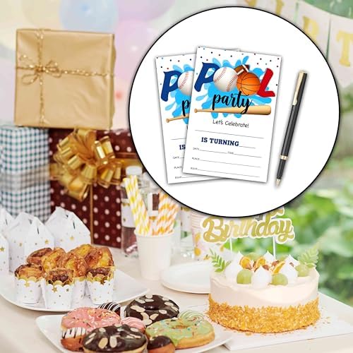 Pool Party Birthday Invitations with Envelopes A04