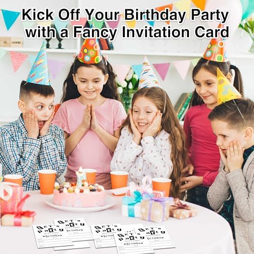 Black and White Birthday Invitations 25 Double-Sided Cards with Envelopes D03