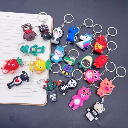 JZK 20pcs 3D Animal Keychain Set for Kids