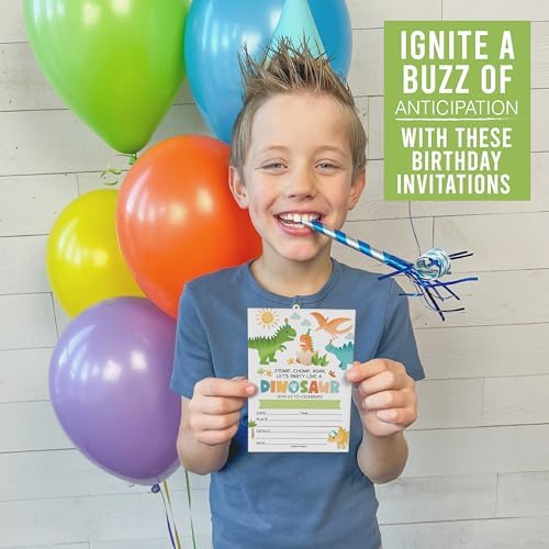 Hadley Designs Dinosaur Birthday Invitations 15-Pack 4x6