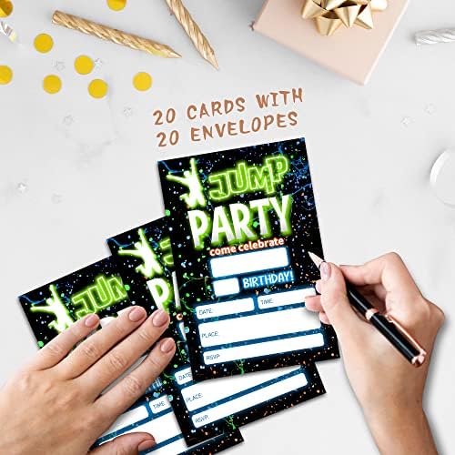 Tiofuno Glow Jump Birthday Invitations 4x6