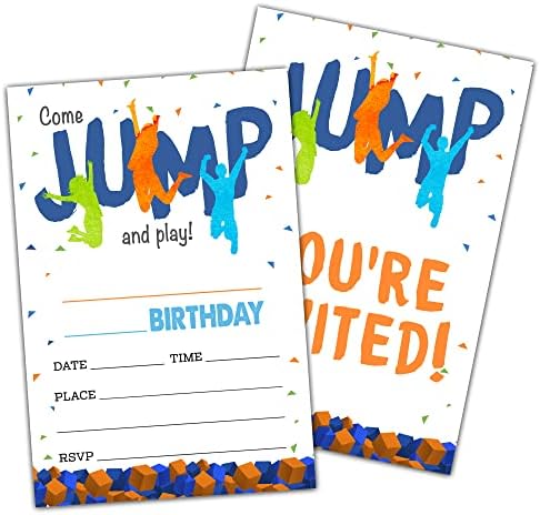 Trampoline Park Birthday Party Invitation Cards