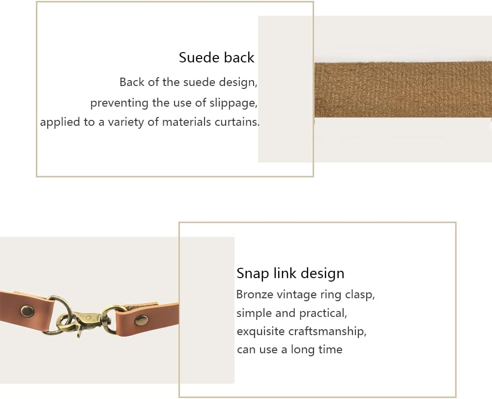 Leather Curtain Holdbacks 4Pcs Brown Classic No-Drilling Ties