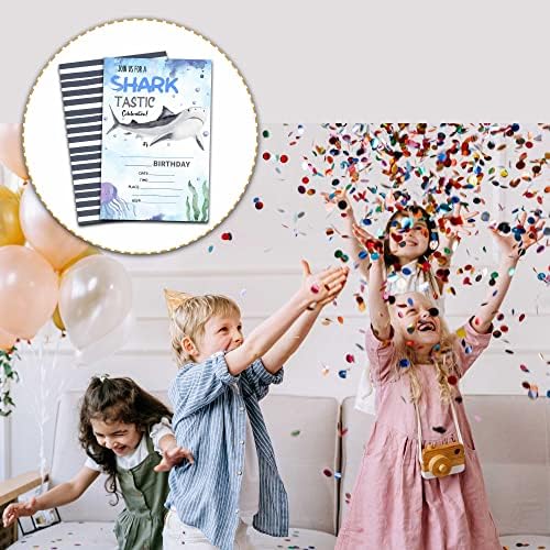 Shark Birthday Invitations with Envelopes - 20 Pack Ocean Theme