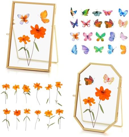 Himitimi 2 Pcs 4x6 Inch Gold Flower Frame Decor