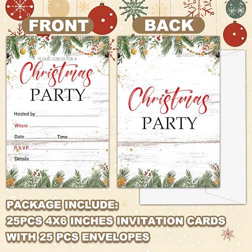 Fbitey Christmas Party Invitations with Envelopes