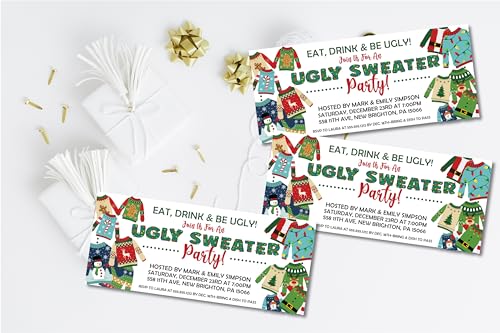 Christmas Party Invitations with Ugly Sweater Design