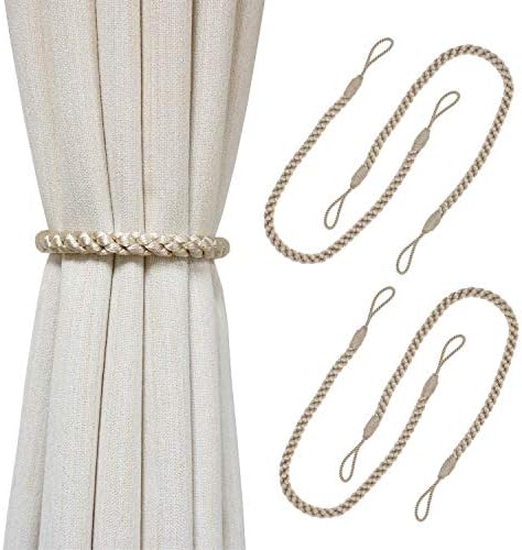 Curtain Tiebacks Ropes 4pcs Handmade Beige Holdbacks