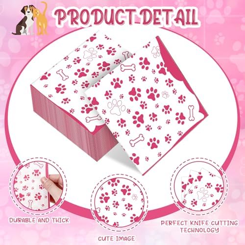 CHENGU 100 Piece Paw Print Napkins 2 Layers