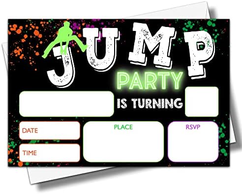 YSTEP 20 Birthday Invites with Envelopes 4x6 Trampoline Bounce House Party