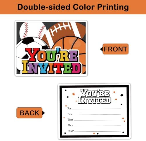 REWIDPARTY Sports Party Invitations Set of 15