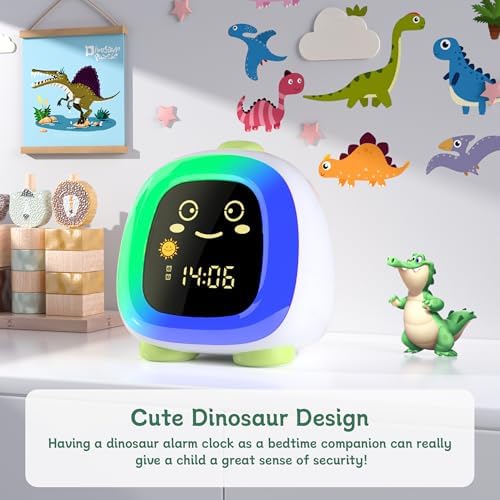 ANALOI Kids Alarm Clock with Night Light and Dinosaur Design