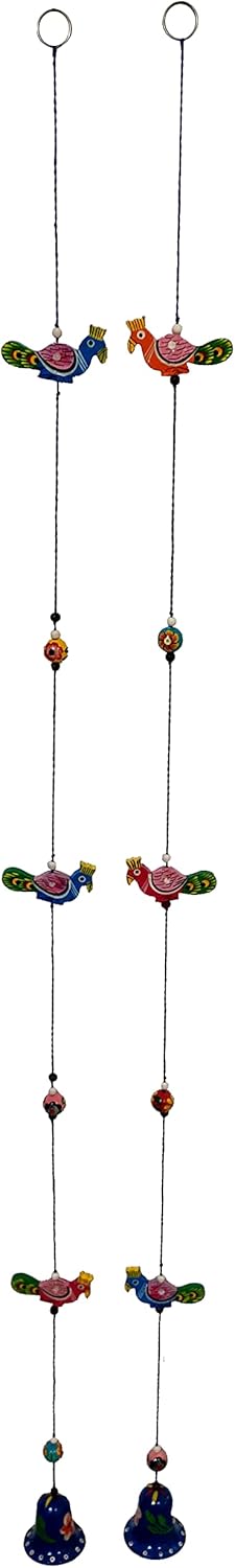 Purpledip Wall Hanging with Peacocks Bells Set of 2