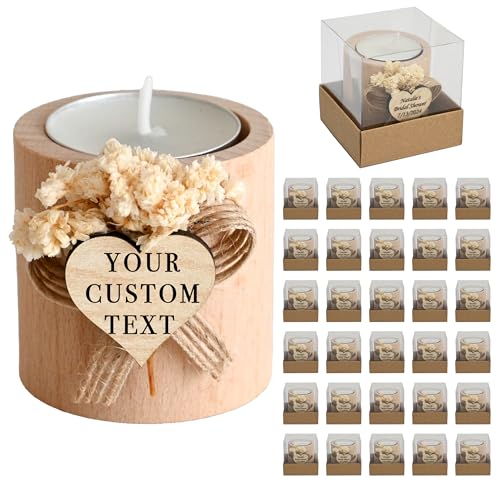 30 Pcs Personalized Wooden Candle Holders for Weddings and Gifts