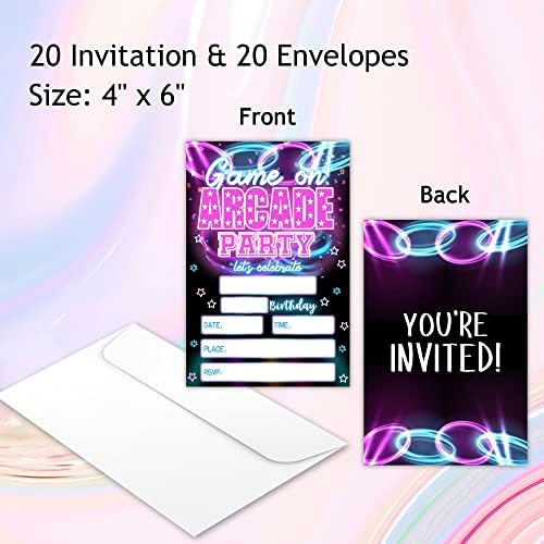 Zodvery Arcade Game Birthday Invitations Set of 20