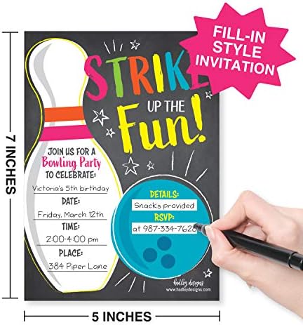 Hadley Designs 25 Bowling Birthday Invitations