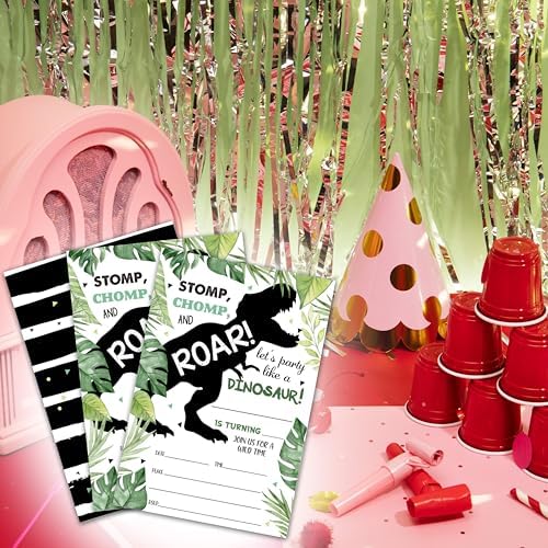 Dinosaur Theme Birthday Invitation Cards With Envelopes
