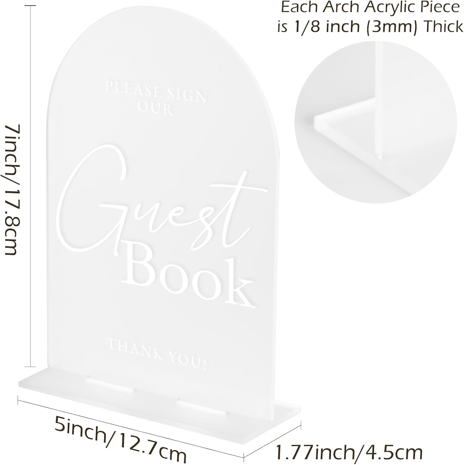 Frosted Arch Acrylic Wedding Sign 5x7 with Base
