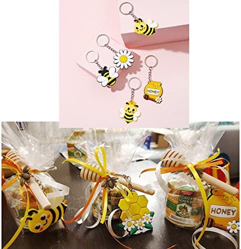 JZK 30 Pcs Cute Honey Bee Keyrings Set for Kids