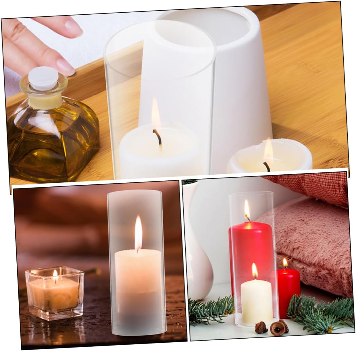ABOOFAN Glass Candle Holder Windproof Chimney Shade for Tealight Candles