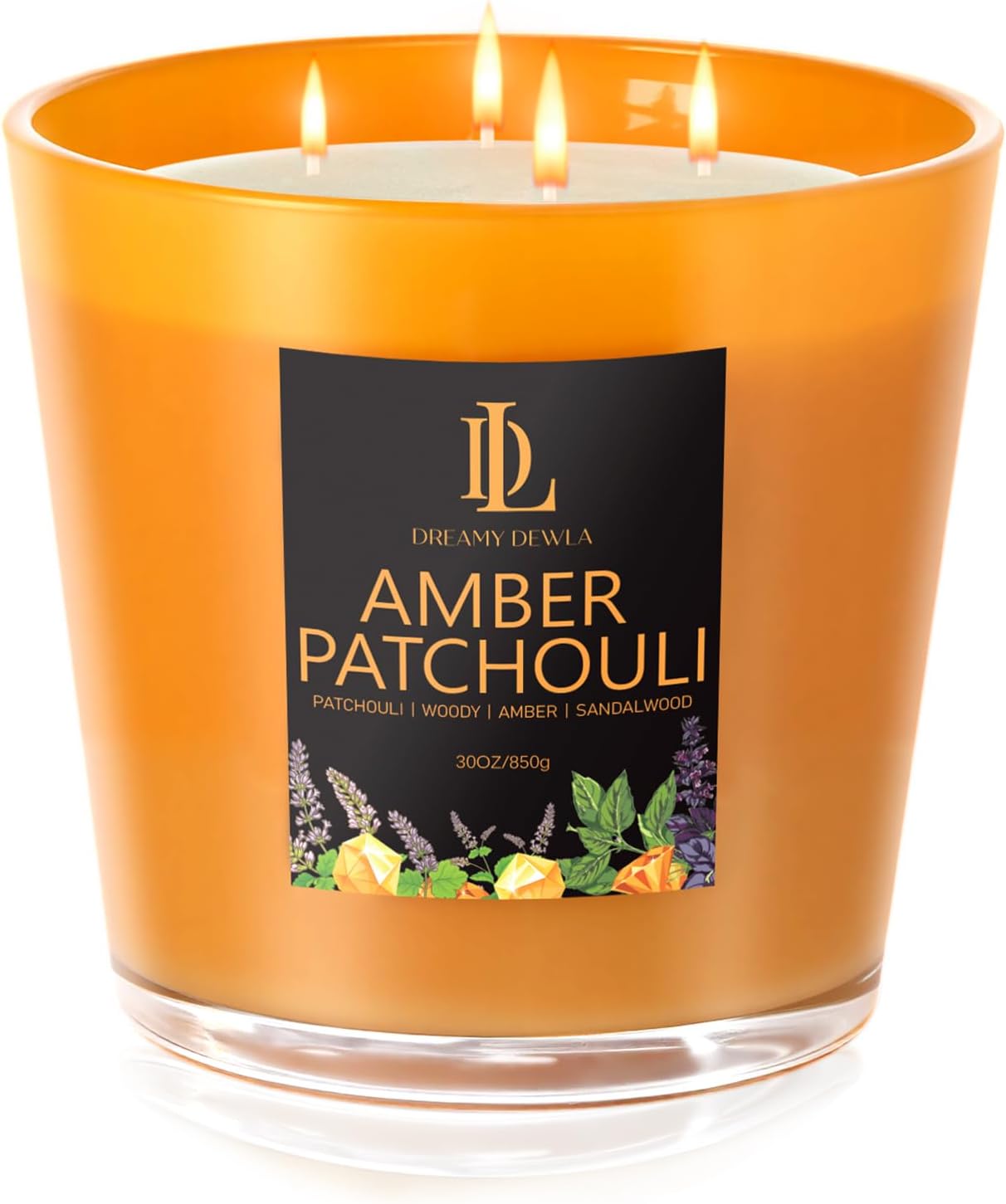 Amber Patchouli 30oz Soy Candle with 4 Wicks