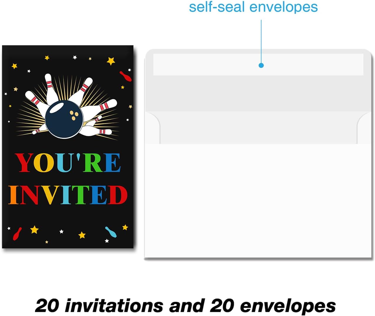 Soiceu Bowling Birthday Invites with Envelopes Set of 20